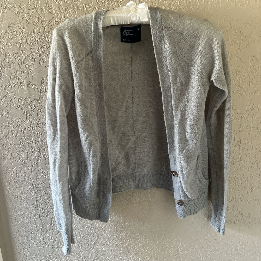 American Eagle Outfitters Light Gray Cardigan